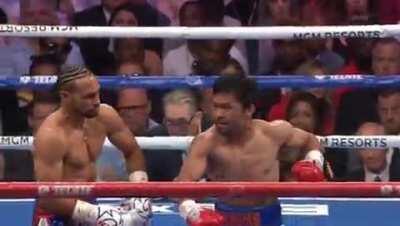 Manny Pacquiao turns 42 years old on this day and is still a world champion. Here's him knocking down Thurman en route to becoming the oldest welterweight world champion ever.