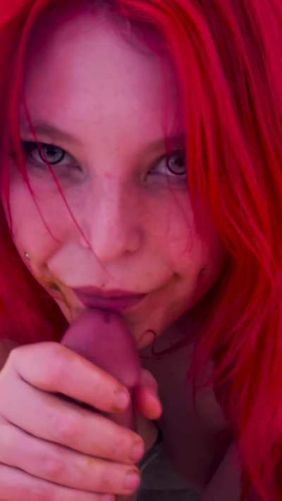 Licking that cock clean and playing with it