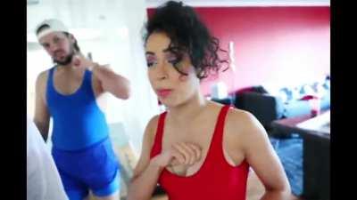 Liza gets dressed with a little help from the guys