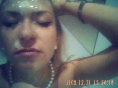 Slut Unhappily Takes Huge Load