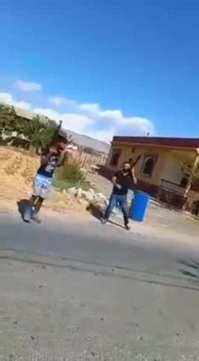 Lebanese people celebrating the arrival of fuel