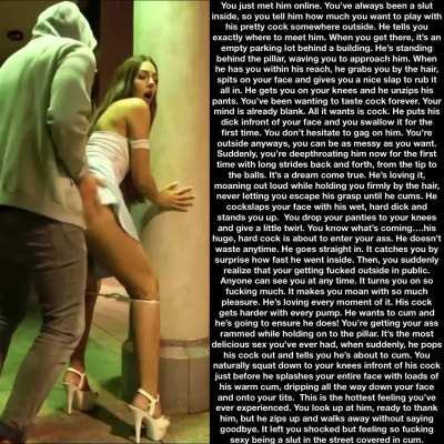 Feeling sexy being a slut in the street covered in cum