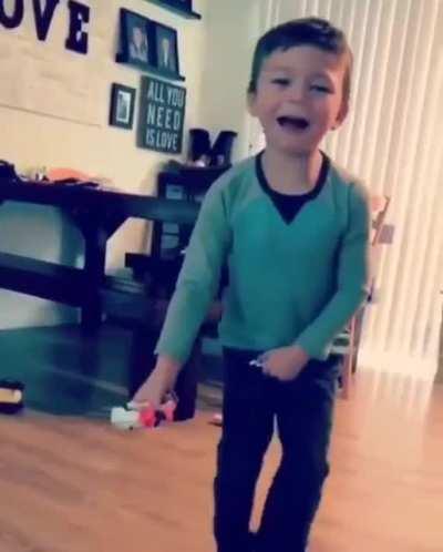 Kid tries nerf gun on his dick