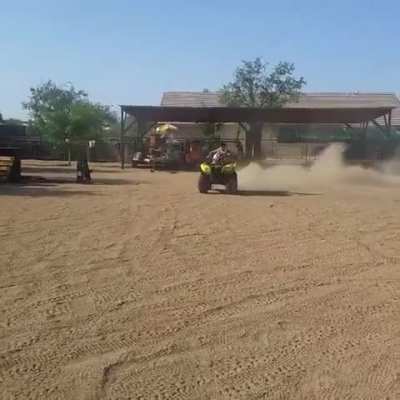 Squeeze doing donuts on a 4-wheeler 2014. Dude has been doing this forever