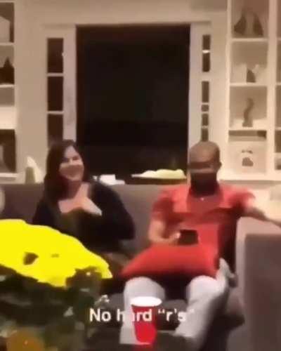 Room full of white girls singing “My Ni$$a” while a black guy sits uncomfortably silent.