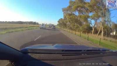 Motorbike Rider flies around traffic and won an stupid prize