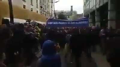 Muslim blocked roads and started Namaz. Then, Paris citizens started singing France national anthem