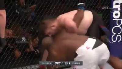 Derrick Lewis standing up from bottom position, dudes a 
