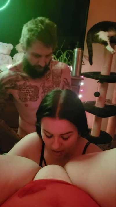 fucking our friend into my queens pussy... but of course I had to have a taste to