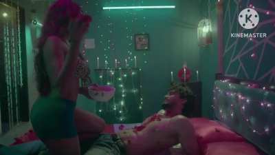 Pooja Katurde passionate kissing and showing her sweaty smooth back while riding topless