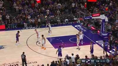 [Highlight] Collin Sexton takes it at Jokic and scores again in the clutch. The Jazz finished on a 10-0 run vs Denver punishing Jokic as the point of attack defender.