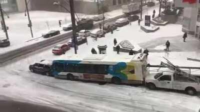 To drive down a hill in the snow