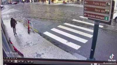 Idiot fighting a scooter