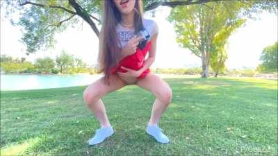 teen pee in park