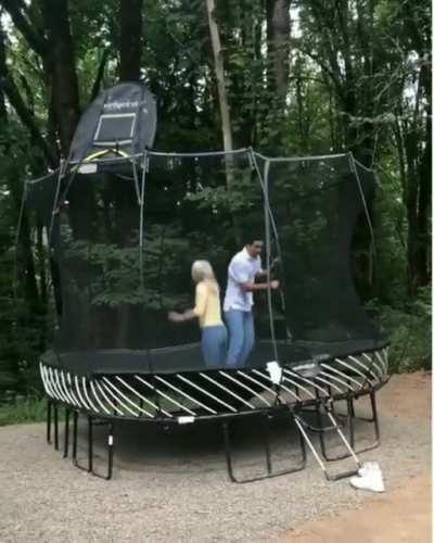 WCGW jumping on a trampoline