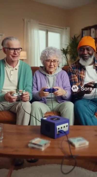 Zillennials in retirement homes in the future, only less intense than we would actually be when playing Mario Kart or Smash on Gamecube.