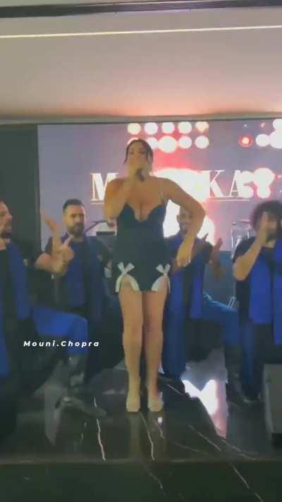 Girgeous Black Double FrontSlit Dress