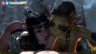 Shadowheart and Laezel sharing a cock (toasted microwave)