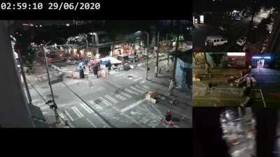 CHAZ/CHOP shooting, stolen jeep crashes into a barricade halfway between Pike and Pine. Lots of shots fired. People in jeep hit with return fire