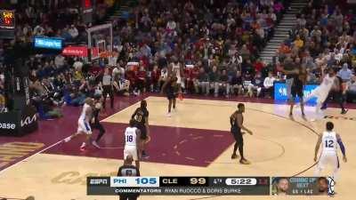 [Highlight] Embiid banks the stepback buzzerbeater three in