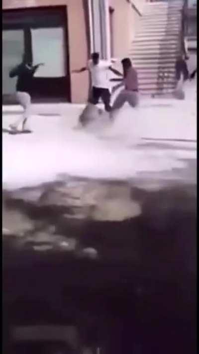 The guy in black was like: shit im out