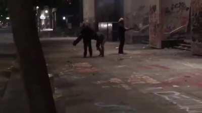 Protesters in Portland Throwing Fireworks but one exploded when rioter failed to throw it FAIL