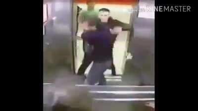 Guy at the entrance be like: Pardon me, just don't want to interrupt you with the senseless beating but i am in a hurry ...