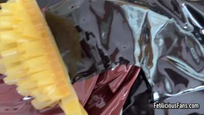 I went out for dinner in full latex and had my friend controlling my toy