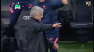 Jose after an Arsenal back pass waived away.