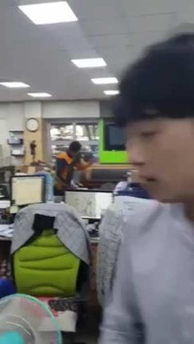 Korean man burns the place down.