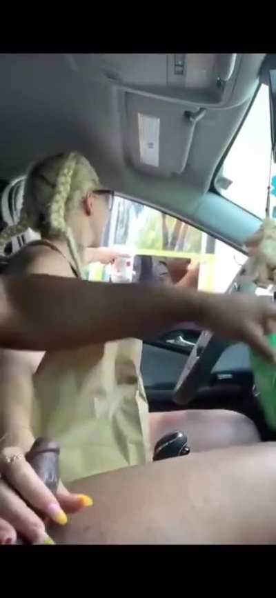 She suck his dick in the McDonald’s line while they watch