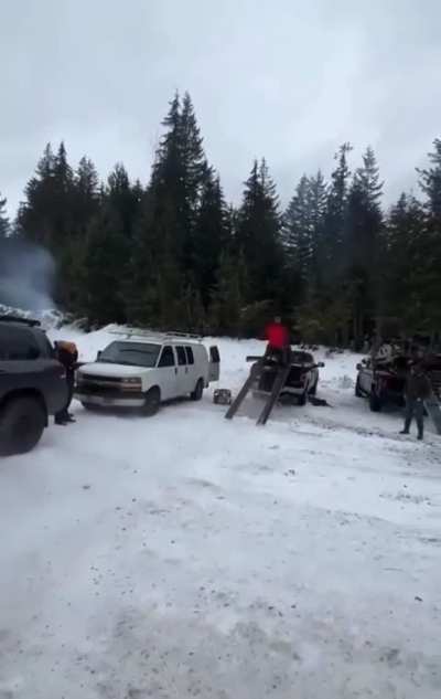 Snowmobile in truck WCGW