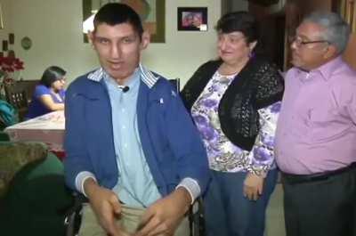 Giant man with Insanely deep voice!