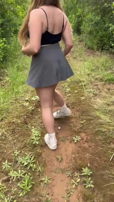 I flashed my bare ass and tits on the trail