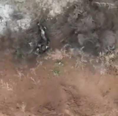 Ukrainian drone drops fragmentation grenade on Russian soldier during 