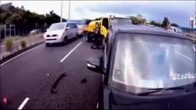 Idiot causes multiple Accidents.