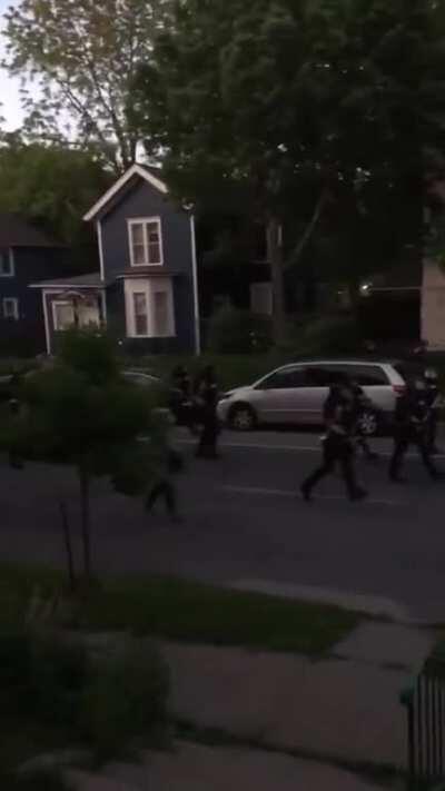 US Police and National Guard Patrolling US Neighborhoods with Humvees and Shooting Civilians on their own Property
