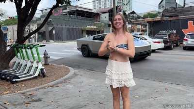 What would catch your eye first, my tits or the cyber truck? 