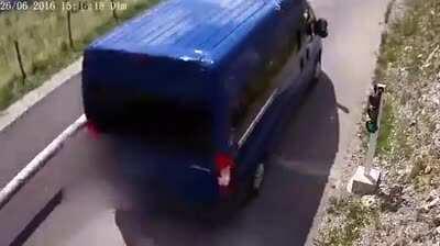 WCGW driving over a pole