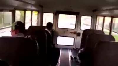 Idiot didn't want to wait for the school bus