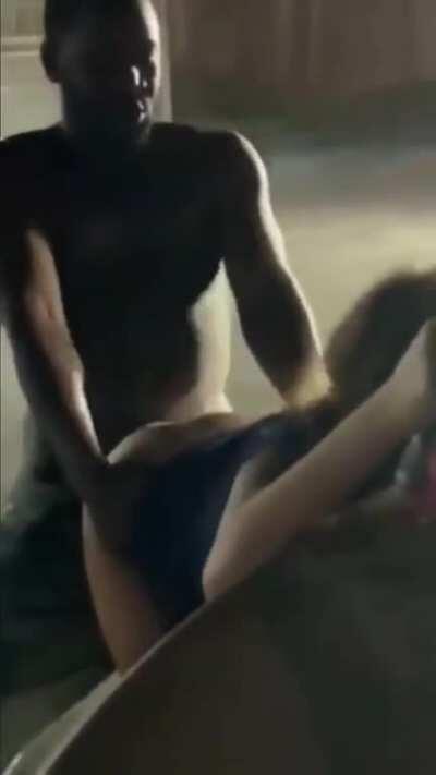 White chick gets BBC in parking lot