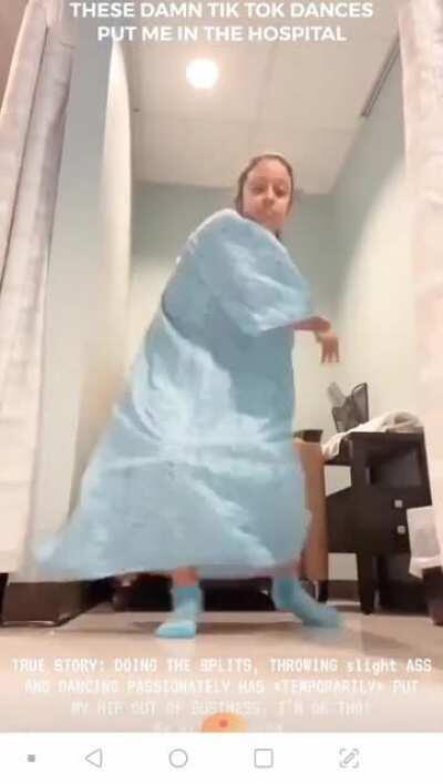 Liza danced her way into the hospital and nearly danced her way out of her robe in vlog