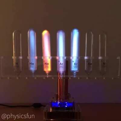 Elemental gases in front of a Tesla coil