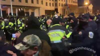 Trump supporters clash with Police in DC .