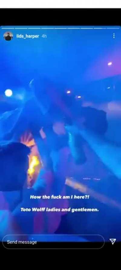 Toto Wolff crowdsurfing tonight