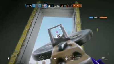 As one of the worst siege players in history, i accidentally pulled of one of the cleanest kills on two people with my trash aim.