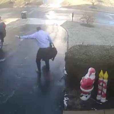 Man finds black ice on his walk to car