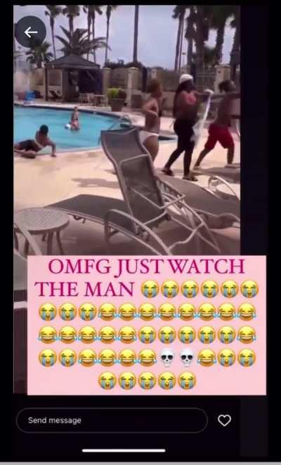 Did he really have to do all that 🫠💀 guy jumps in to defend gf during pool fight 