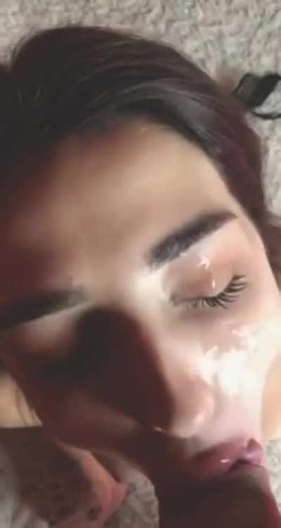 Cutie with Sexy Eyes Gets Cummed!