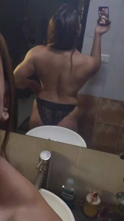 Desi Asian mother... Showing her back and glutes muscles.... After workout...